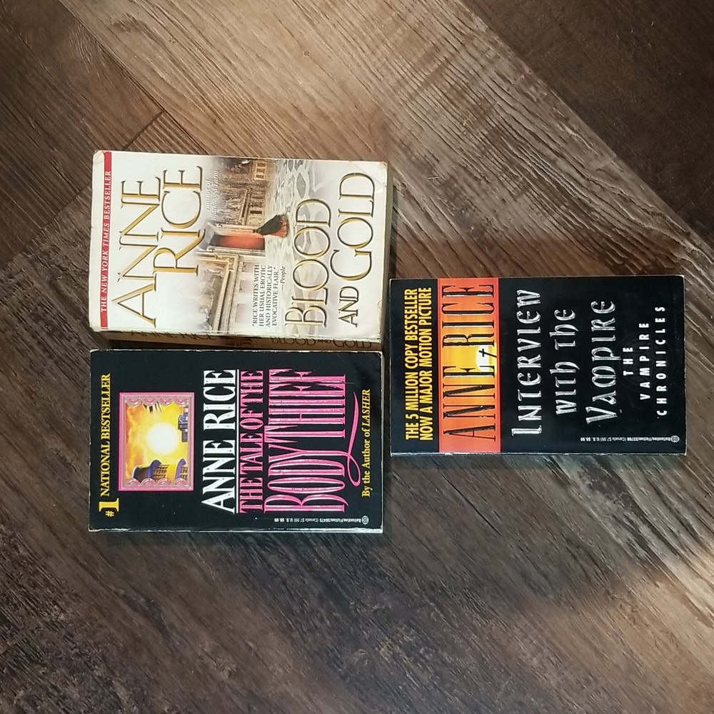 Anne Rice books, set of 3, Interview With the Vampire (best cond), 2 more